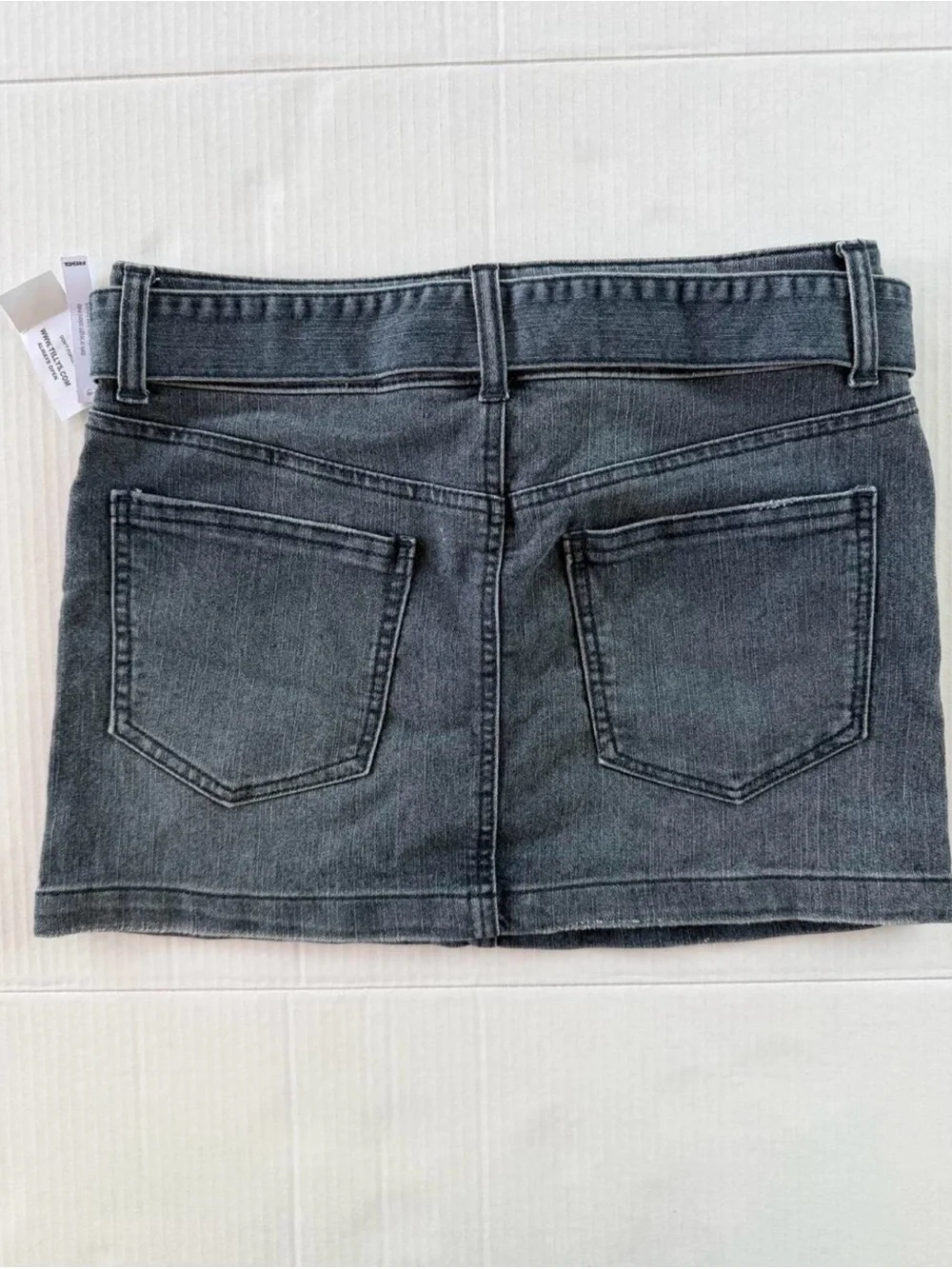 RSQ Charcoal Gray Denim Mini Skirt with Belted Waist
